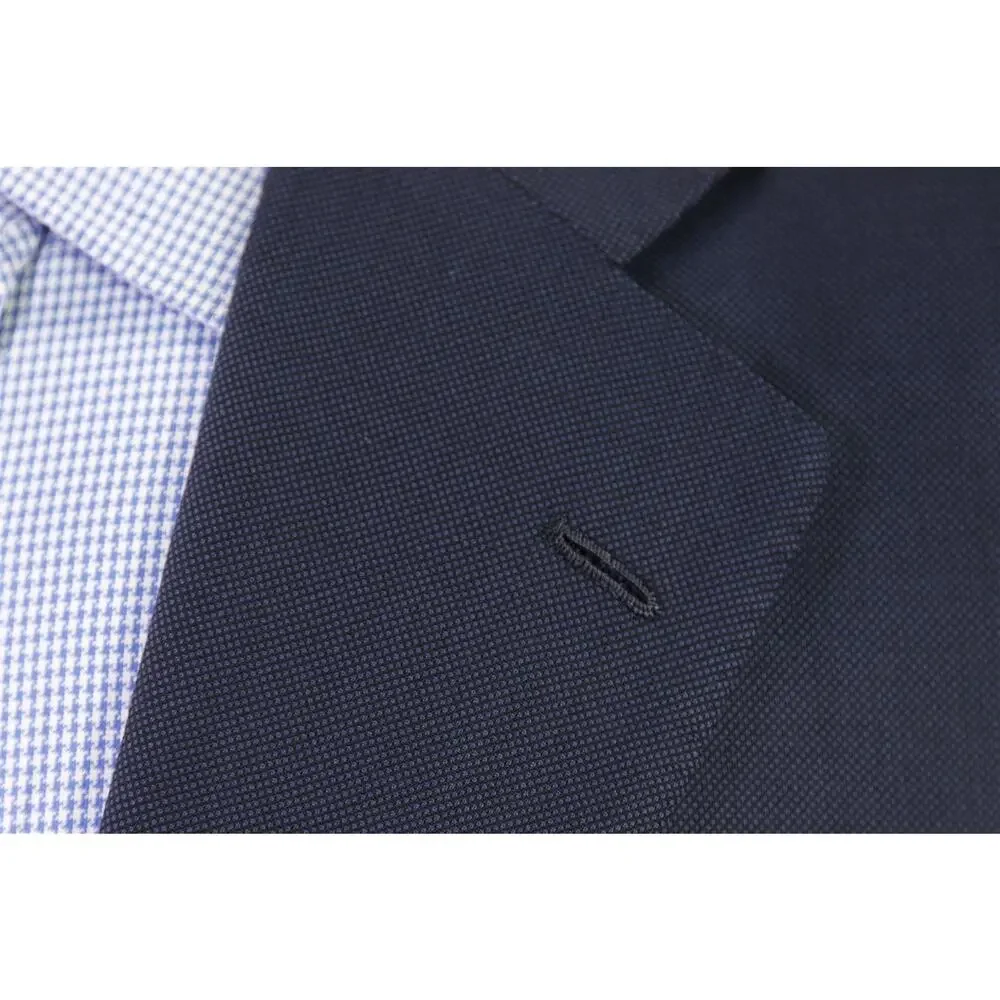 Loro Piana Bespoke Tailored Navy Blue Birdseye Woven Super 150's Wool Blazer 42R